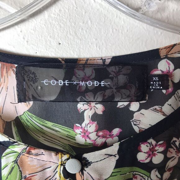 NWOT Code X Mode Woman's Multicolored Floral Sheer Dress With Pockets Size XS - Picture 9 of 11